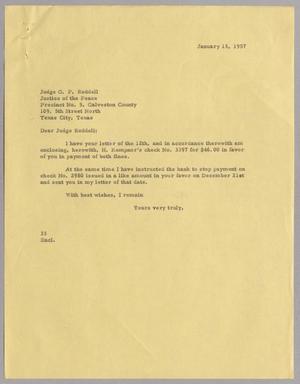 [Letter from Harris L. Kempner to Judge G. P. Reddell, January 15, 1957]