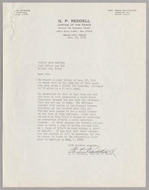 [Letter from G. P. Reddell to Harris Leon Kempner, December 19, 1956]