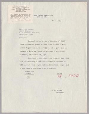 [Letter from the Kirby Lumber Corporation to Harris L. Kempner, January 11, 1957]