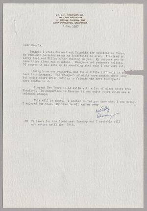 [Letter from Lt. I. H. Kempner, III to Harris, January 3, 1957]