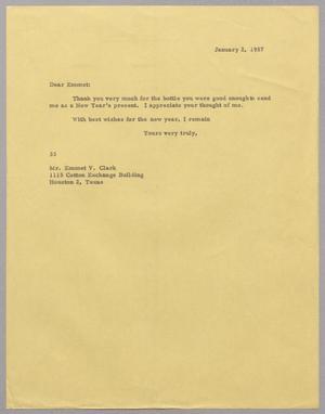 [Letter from Harris L. Kempner to Emmet V. Clark, January 2, 1957]