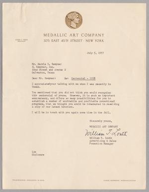 [Letter from Medallic Art Company to Mr. Harris L. Kempner, July 5, 1957]
