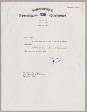 [Letter from Bloomfield Steamship Company to Mr. Harris L. Kempner, June 24, 1957]