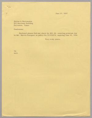 [Letter from T. E. Taylor to Burton & Backenstoe, June 17, 1957]
