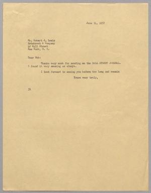 [Letter from Harris Leon Kempner to Robert J. Lewis, June 14, 1957]