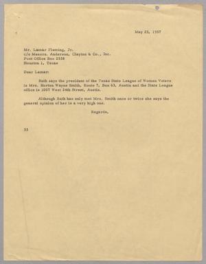 [Letter from Harris L. Kempner to Mr. Lamar Fleming, Jr., May 25, 1957]
