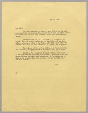 [Letter from Harris L. Kempner to Mr. Quinn, May 22, 1957]