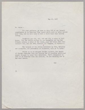 [Copy of a letter from Harris L. Kempner to Mr. Quinn, May 22, 1957]