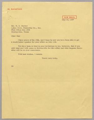 [Letter from Harris L. Kempner to Mr. N. S. Storter, May 16, 1957]