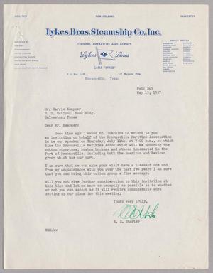 [Letter from Lykes Bros. Steamship Co., Inc. to Mr. Harris Kempner, May 15, 1957]