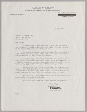 [Letter from Ross Whistler to Harris L. Kempner, May 9, 1957]