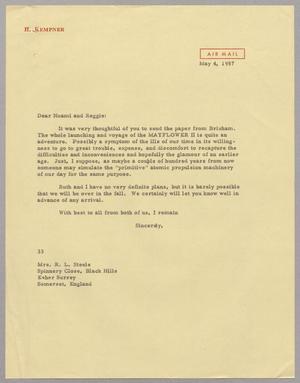 [Letter from Harris L. Kempner to Naomi and Reggie, May 4, 1957]