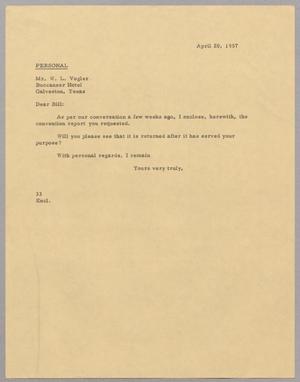[Letter from Harris L. Kempner to W. L. Vogler, April 20, 1957]