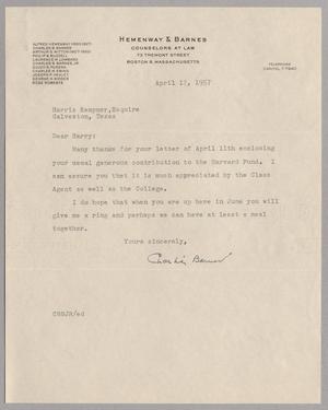 [Letter from Hemenway & Barnes to Harris Kempner, April 17, 1957]