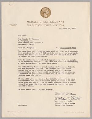 [Letter from the Medallic Art Company to Mr. Harris L. Kempner, October 23, 1957]