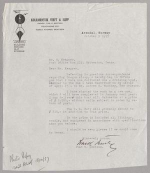 [Letter from Kolbjørnsvik Verft & Slipp to Mr. H. Kempner, October 9, 1957]