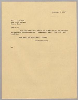[Letter from Harris L. Kempner to J. C. Wilson, September 9, 1957]