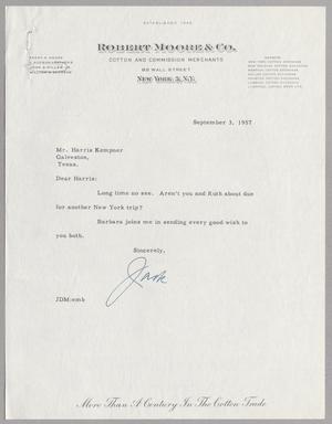 [Letter from John D. Miller, Jr. to Harris L. Kempner, September 3, 1957]
