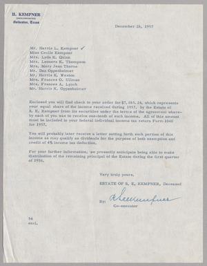 [Letter from R. Lee Kempner to Mr. Harris L. Kempner, December 26, 1957]