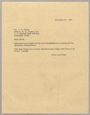 [Letter from Harris L. Kempner to Mr. L. A. Weber, December 23, 1957]