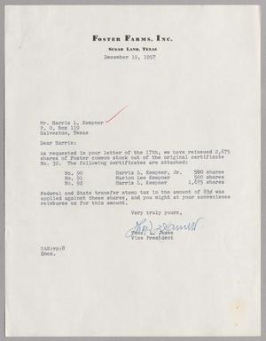 [Letter from Thomas L. James to Harris L. Kempner, December 19, 1957]