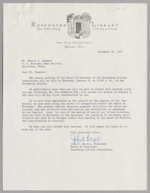 [Letter from Rosenberg Library to Mr. Harris L. Kempner, December 19, 1957]