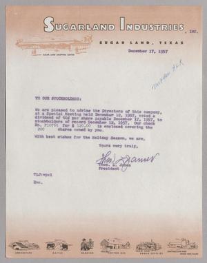 [Letter from Sugarland Industries, December 17, 1957 #1]