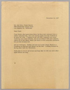 [Letter from Harris L. Kempner to Mr. and Mrs. Frank Harris, December 13, 1957]