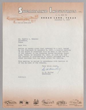 [Letter from L. H. Bailey to Harris L. Kempner, December 4, 1957]