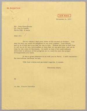 [Letter from Harris L. Kempner to Jean Kowachiche, December 2, 1957]