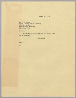 [Letter from Harris Leon Kempner to V. M. McLeod, August 24, 1953]