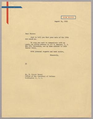 Primary view of object titled '[Letter from Harris L. Kempner to Mr. H. Struve Hensel, August 24, 1953]'.