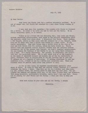 [Letter from Jacques Roederer to Harris Leon Kempner, July 27, 1953]