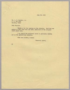 [Letter from Harris L. Kempner to Mr. S. M. McAshan, Jr., July 28, 1953]