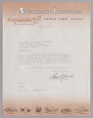 [Letter from Sugarland Industries to Mr. Harris L. Kempner, July 22, 1953]
