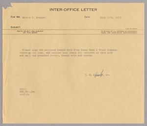 [Inter-Office Letter from Isaac Herbert Kempner, Jr., to Harris Leon Kempner, July 17, 1953]