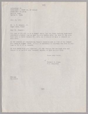 [Letter from Stewart B. Evans to Mr. I. H. Kempner, Jr., July 16, 1953]