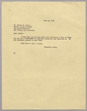 [Letter from Harris Leon Kempner to Garner H. Tullis, June 18, 1953]