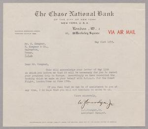 [Letter from The Chase National Bank to Mr. H. Kempner, May 21, 1953]