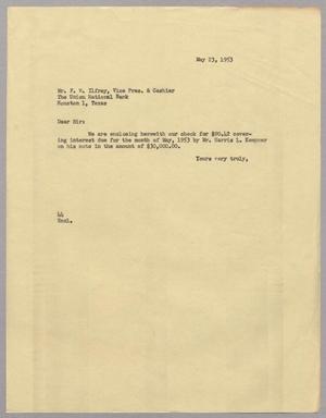 [Letter from A. H. Blackshear, Jr., to F. W. Ilfrey, May 23, 1953]