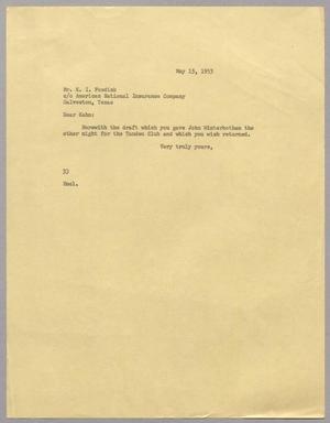 [Letter from Harris Leon Kempner to K. I. Fosdick, May 15, 1953]