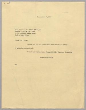 [Letter from Harris Leon Kempner to Norman W. Fish, December 21,1960]