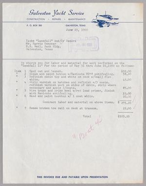[Invoice from Galveston Yacht Service: June, 1960]