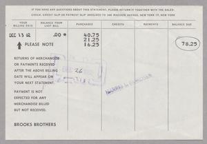 [Account Statement for Brooks Brothers, December 1962]