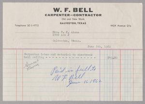 [Invoice for W. F. Bell]