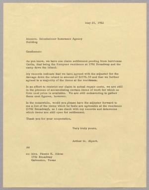[Letter from Arthur M. Alpert to Seinsheimer Insurance Agency, May 25, 1962]