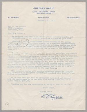 [Letter from C. E. Cupples to R. Lee Kempner, November 25, 1961]