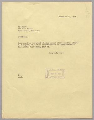[Letter from T. E. Taylor to The Drake, November 13, 1963]