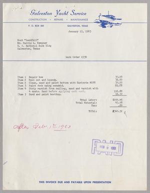 [Invoice for Work Order, January 1963]