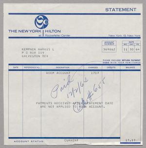 [Invoice for Room Account, November 1964]